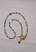 Collier perles Kaki et Beige