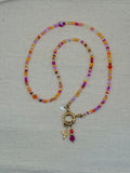 Collier perles Orange et Fuchsia