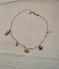 Collier cordon tressé Mauve et Blanc