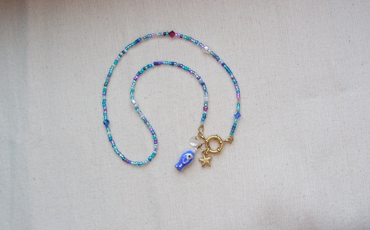 Collier perles Bleu et Violet